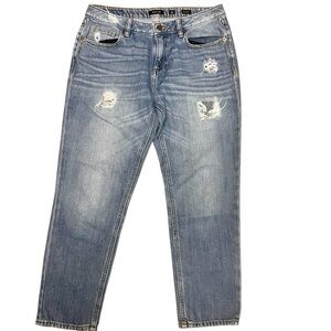 Miss Me Boyfriend Fit Jeans Distressed Women's Size 27 Denim Light Wash Mid Rise